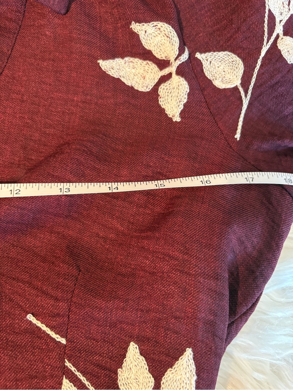 Women’s Mini Shirt Dress in Burgundy with White Floral Print - Picture 10 of 10